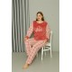 Moda Çizgi Welsoft Polar Kadın Büyük Beden Pudra Pijama Takımı 808040