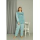 Moda Çizgi Welsoft Polar Kadın Büyük Beden Su Yeşili Pijama Takımı 808046