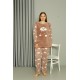 Moda Çizgi Welsoft Polar Kadın Büyük Beden Sütlü Kahve Pijama Takımı 808044