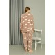 Moda Çizgi Welsoft Polar Kadın Büyük Beden Sütlü Kahve Pijama Takımı 808044