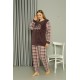 Moda Çizgi Welsoft Polar Kadın Büyük Beden Vizon Pijama Takımı 808040