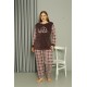 Moda Çizgi Welsoft Polar Kadın Büyük Beden Vizon Pijama Takımı 808040