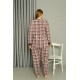 Moda Çizgi Welsoft Polar Kadın Büyük Beden Vizon Pijama Takımı 808040