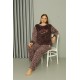 Moda Çizgi Welsoft Polar Kadın Büyük Beden Vizon Pijama Takımı 808046