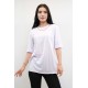 Moda Çizgi Zincir Aksesuarlı Tshirt Beyaz