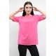 Moda Çizgi Zincir Aksesuarlı Tshirt Pembe