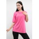 Moda Çizgi Zincir Aksesuarlı Tshirt Pembe