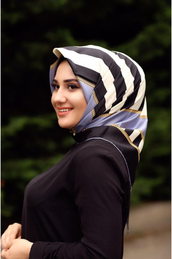 Moda Çizgi Desenli Eşarp