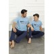 Moda Çizgi Baba Oğul  Mavi Aile Pijama Takım Ayrı Ayrı Satılır 50102