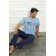 Moda Çizgi Baba Oğul  Mavi Aile Pijama Takım Ayrı Ayrı Satılır 50102