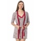 Moda Çizgi Bayan Gri Bordo Gecelik Sabahlık Takım 1104