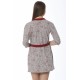 Moda Çizgi Bayan Gri Bordo Gecelik Sabahlık Takım 1104