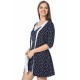 Moda Çizgi Bayan Laciver Beyaz Gecelik Sabahlık Takım 1109A