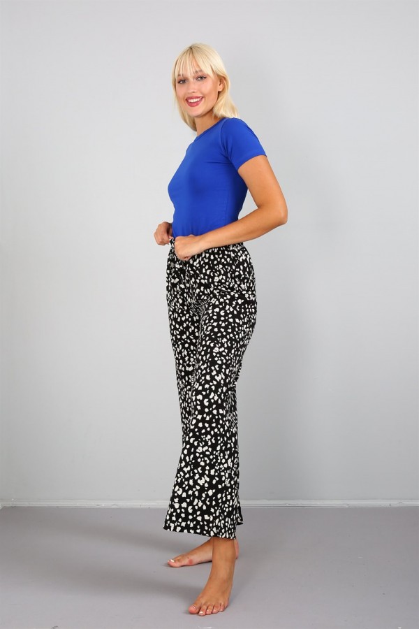 Moda Çizgi Bayan Penye Bol Paça Pantolon 210032