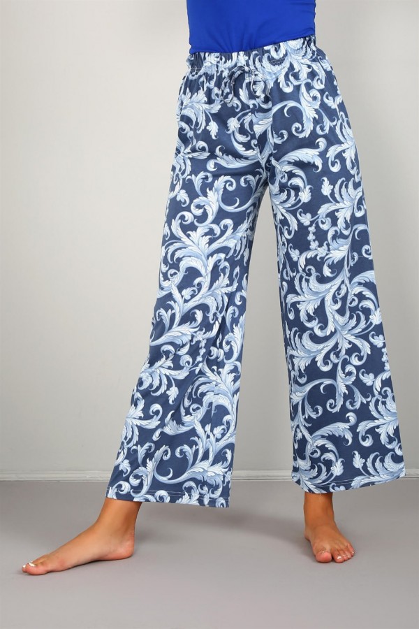 Moda Çizgi Bayan Penye Bol Paça Pantolon 210033