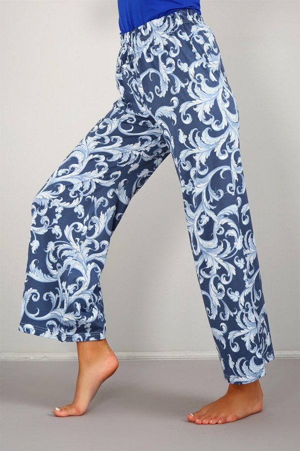 Moda Çizgi Bayan Penye Bol Paça Pantolon 210033