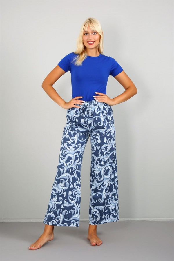Moda Çizgi Bayan Penye Bol Paça Pantolon 210033