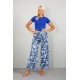 Moda Çizgi Bayan Penye Bol Paça Pantolon 210033