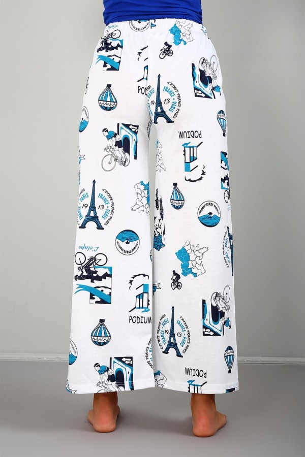 Moda Çizgi Bayan Penye Bol Paça Pantolon 210035