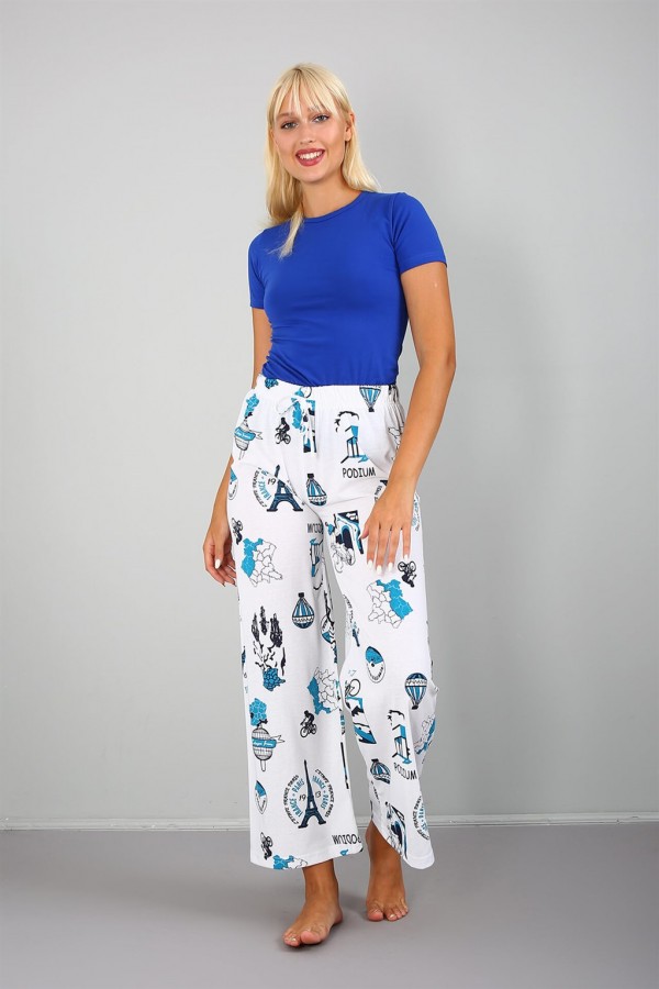 Moda Çizgi Bayan Penye Bol Paça Pantolon 210035