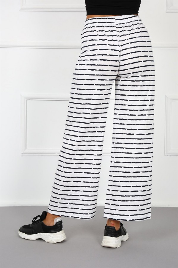 Moda Çizgi Bayan Penye Bol Paça Pantolon 210037