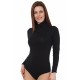 Moda Çizgi Bayan Uzun Kol  Boğazlı Çıtçıtlı Body 260