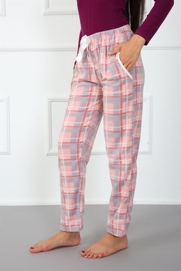 Moda Çizgi Bayan Welsoft Polar Tek Alt Pijama 210042