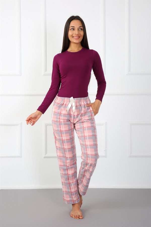 Moda Çizgi Bayan Welsoft Polar Tek Alt Pijama 210042