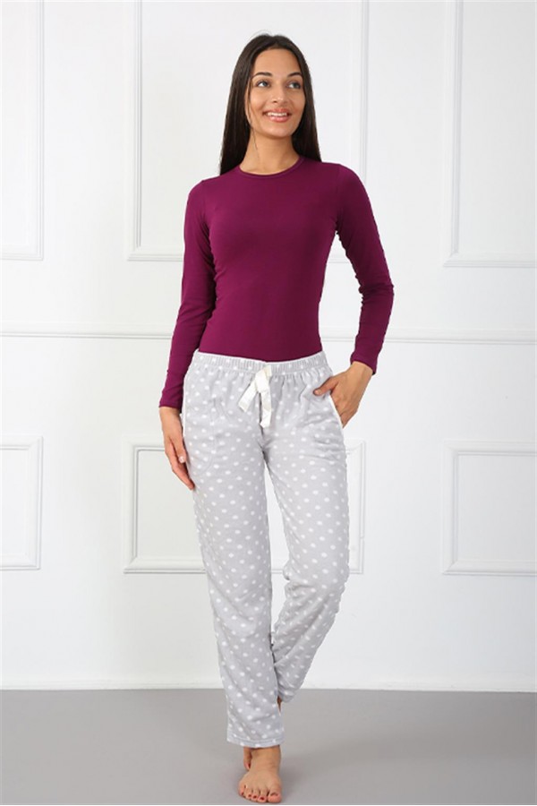 Moda Çizgi Bayan Welsoft Polar Tek Alt Pijama 210045