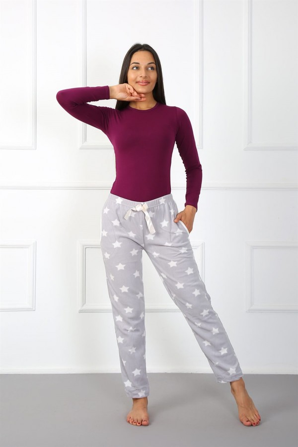 Moda Çizgi Bayan Welsoft Polar Tek Alt Pijama 210050