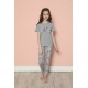 Moda Çizgi Çocuk Pamuk Kısa Kollu Pijama Takımı 20585G