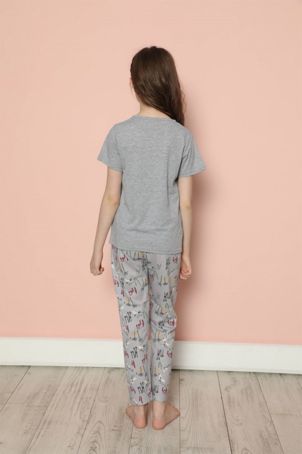 Moda Çizgi Çocuk Pamuk Kısa Kollu Pijama Takımı 20585G