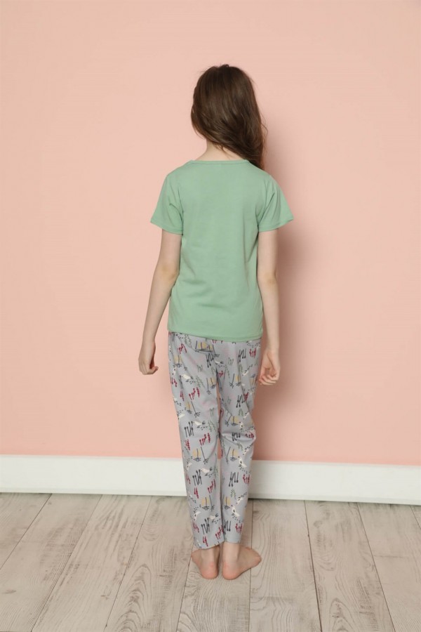 Moda Çizgi Çocuk Pamuk Kısa Kollu Pijama Takımı 20585Y