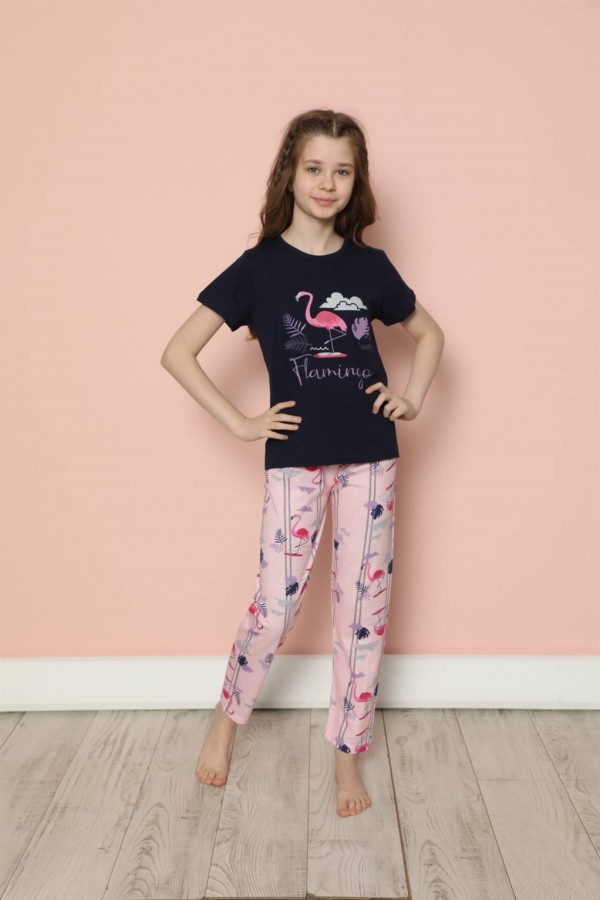 Moda Çizgi Çocuk Pamuk Kısa Kollu Pijama Takımı 20587