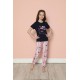 Moda Çizgi Çocuk Pamuk Kısa Kollu Pijama Takımı 20587