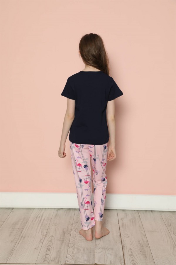 Moda Çizgi Çocuk Pamuk Kısa Kollu Pijama Takımı 20587