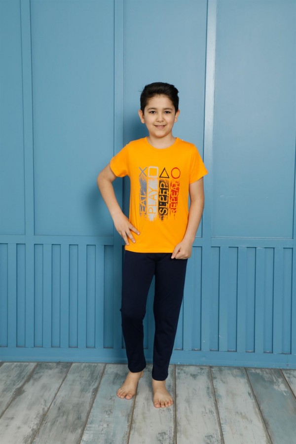 Moda Çizgi Çocuk Pamuk Kısa Kollu Pijama Takımı 20590S