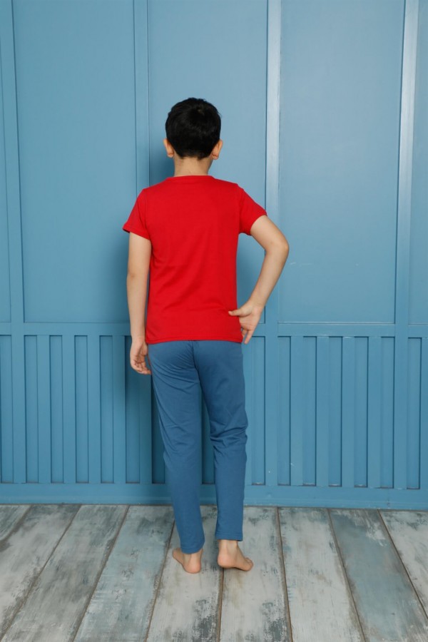 Moda Çizgi Çocuk Pamuk Kısa Kollu Pijama Takımı 20591K