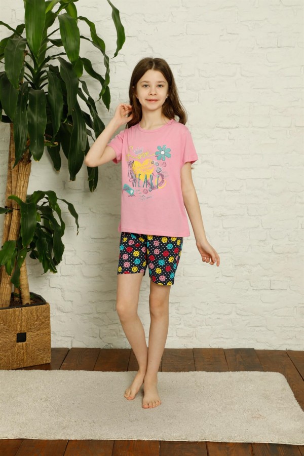 Moda Çizgi Çocuk Pamuk Şortlu Pijama Takımı 4631