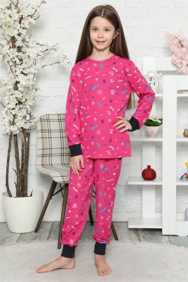 Moda Çizgi Çocuk Pamuk Uzun Kollu Pijama Takımı 4545