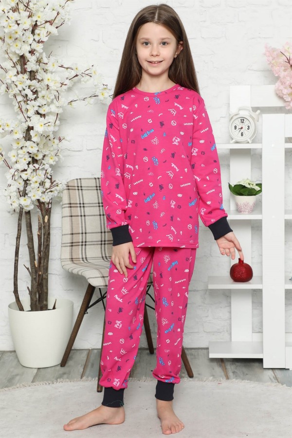 Moda Çizgi Çocuk Pamuk Uzun Kollu Pijama Takımı 4545