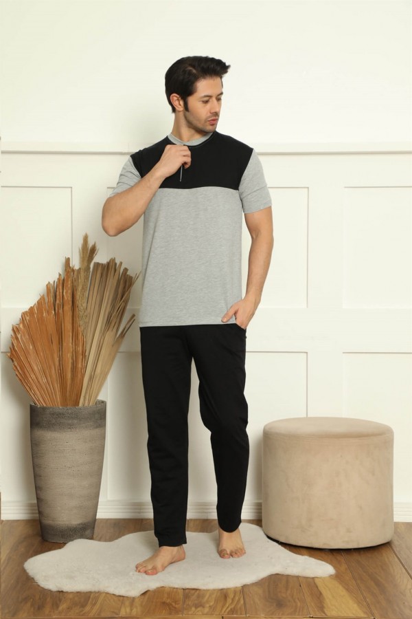 Moda Çizgi Erkek %100 Pamuk Cepli 3'lü Pijama Takımı 6778