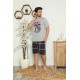 Moda Çizgi Erkek %100 Pamuk Cepli  Kapri Pijama Takımı 6735