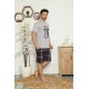 Moda Çizgi Erkek %100 Pamuk Cepli  Kapri Pijama Takımı 6735