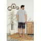 Moda Çizgi Erkek %100 Pamuk Cepli  Kapri Pijama Takımı 6735