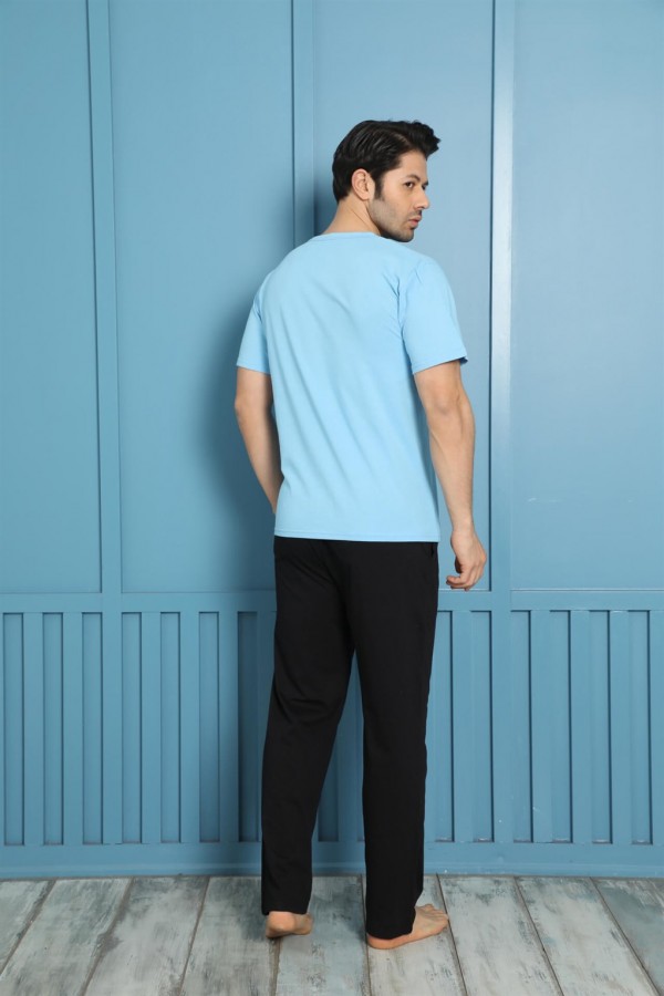 Moda Çizgi Erkek %100 Pamuk Cepli Pijama Takımı 20576M