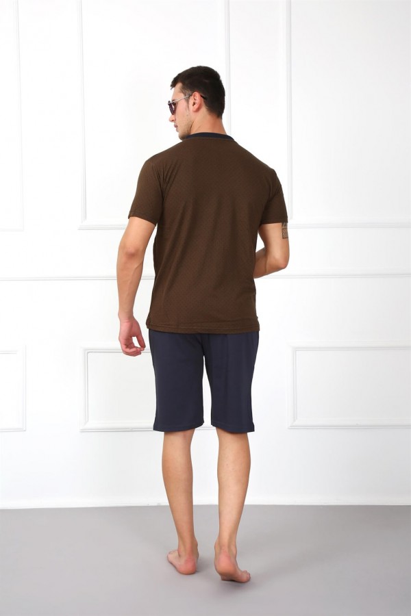Moda Çizgi Erkek %100 Pamuk Cepli Şortlu Pijama Takım 6789