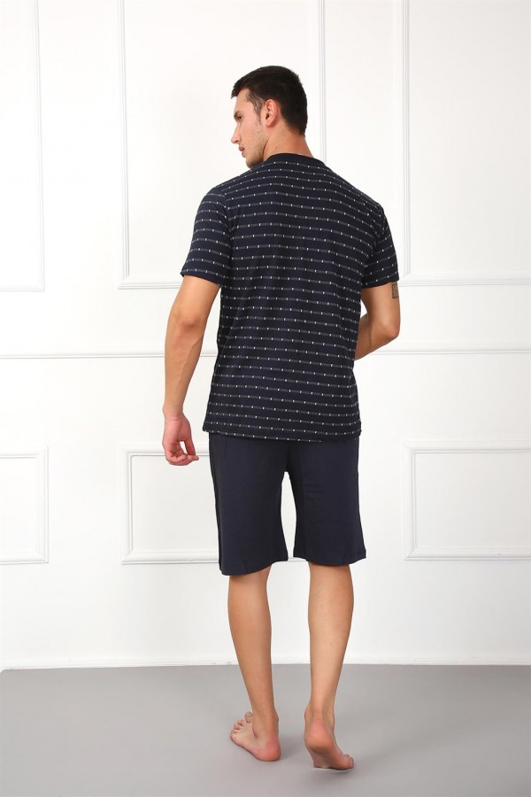 Moda Çizgi Erkek %100 Pamuk Cepli Şortlu Pijama Takım 6791