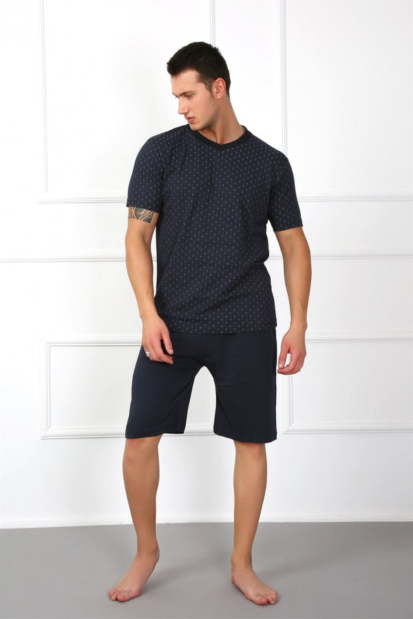 Moda Çizgi Erkek %100 Pamuk Cepli Şortlu Pijama Takım 6792
