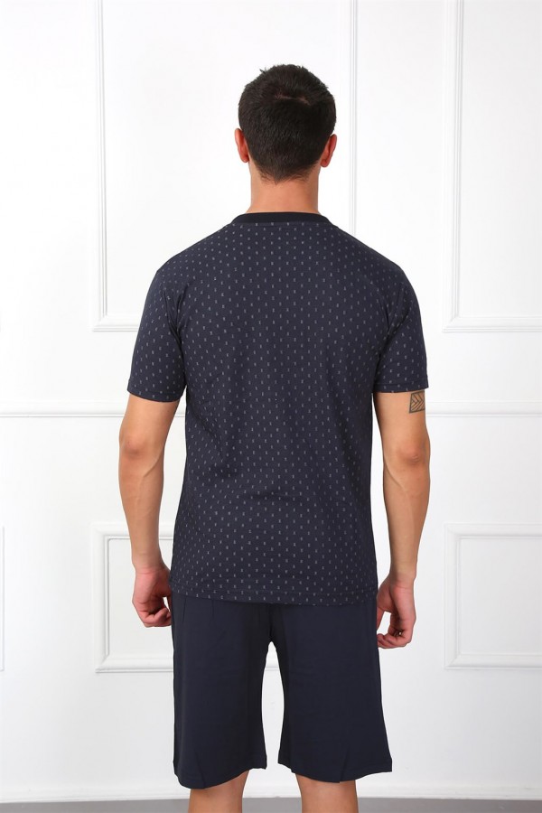 Moda Çizgi Erkek %100 Pamuk Cepli Şortlu Pijama Takım 6792